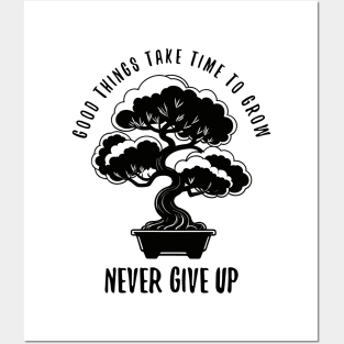 Never Give Up Bonsai silhouette Posters and Art